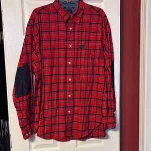 Tommy Hilfiger Red and navy blue Plaid flannel Men's Shirt size xl